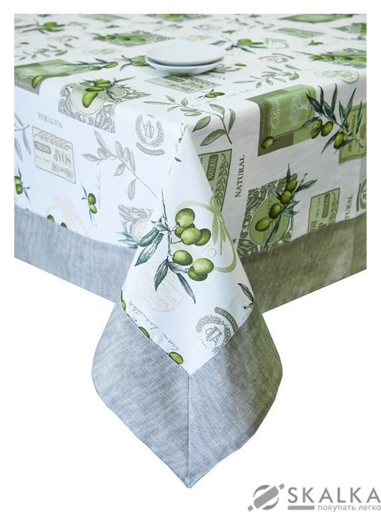 Скатерть Прованс Living Оливка с кантом 140х180 см (.001072) На фото Скатерть Прованс Living Оливка с кантом 140х180 см (.001072)