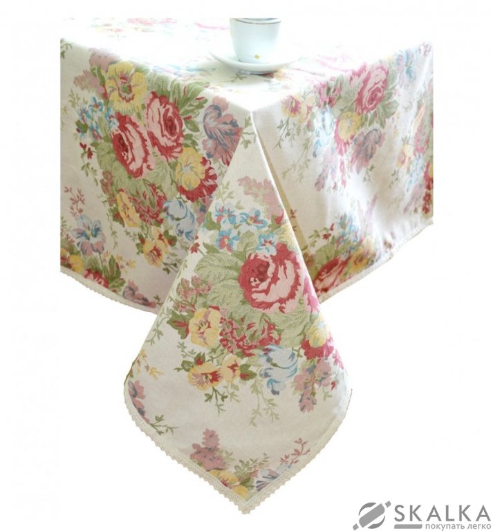 На фото Скатерть Прованс Gobelin с кружевом 140х180 см (.003764)