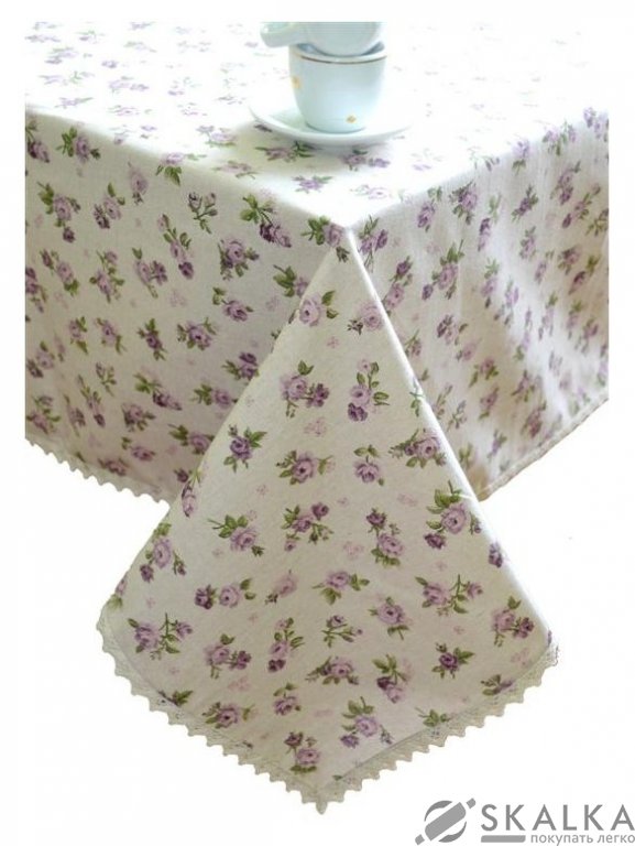 Скатерть Прованс Lilac Rose с кружевом 120х140 см (.003779) На фото Скатерть Прованс Lilac Rose с кружевом 120х140 см (.003779)