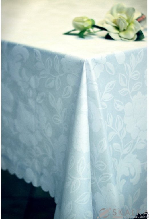 На фото Скатерть Прованс Simfoni Белая роза 140х220 см (.003642)