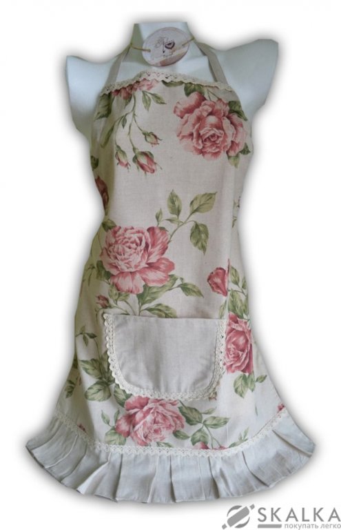 На фото Фартук Прованс Large pink Rose с мережкой (.003809)