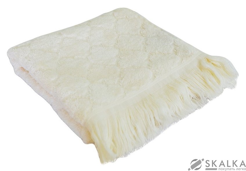 На фото Полотенце махровое бамбуковое Прованс 50х90 см Молочное (.0005887)