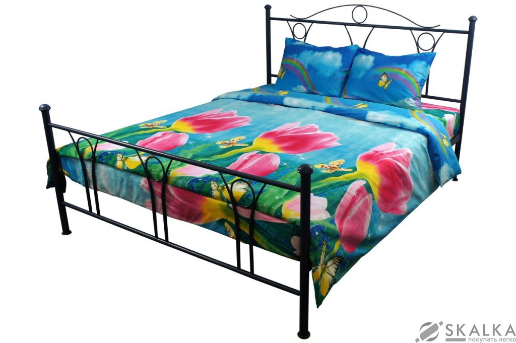 На фото Комплект постельного белья Руно Тюльпаны 143х215 см 4шт Полуторный Синий (1.52Тюльпани)