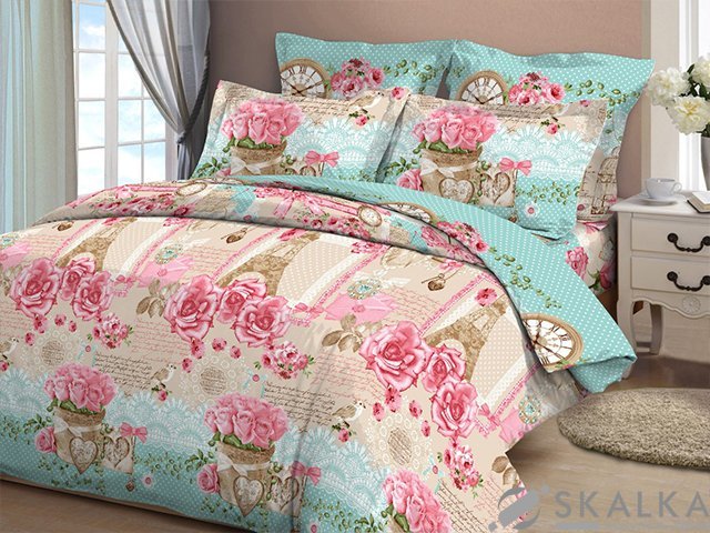 На фото Комплект постельного белья Руно 220х240 см 5шт Семейный Розовый (6.114ДУ_4533)