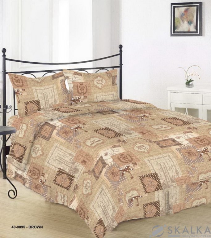 На фото Комплект постельного белья Руно 143х215 см 4шт Полуторный Коричневый (1.114Г_40-0895 Brown)
