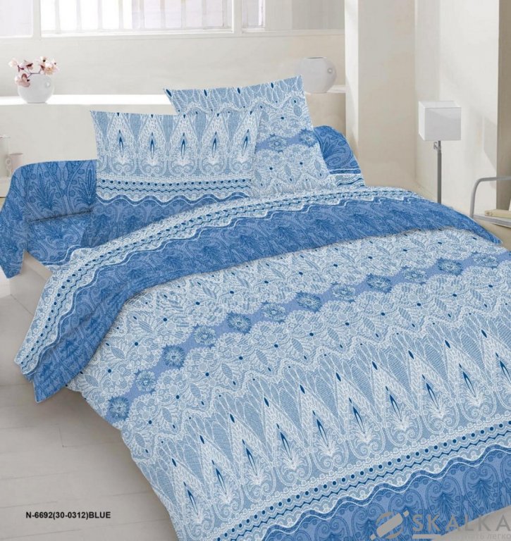 На фото Комплект постельного белья Руно 143х215 см 4шт Полуторный Синий (1.114Г_30-0312 Blue)