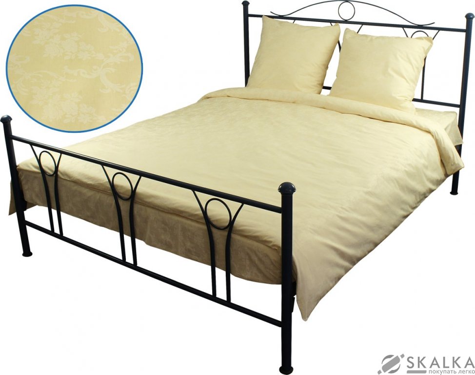 На фото Комплект постельного белья Руно 220х240 см 4шт Евро Молочный с напылением (845.114Б_Молочний)