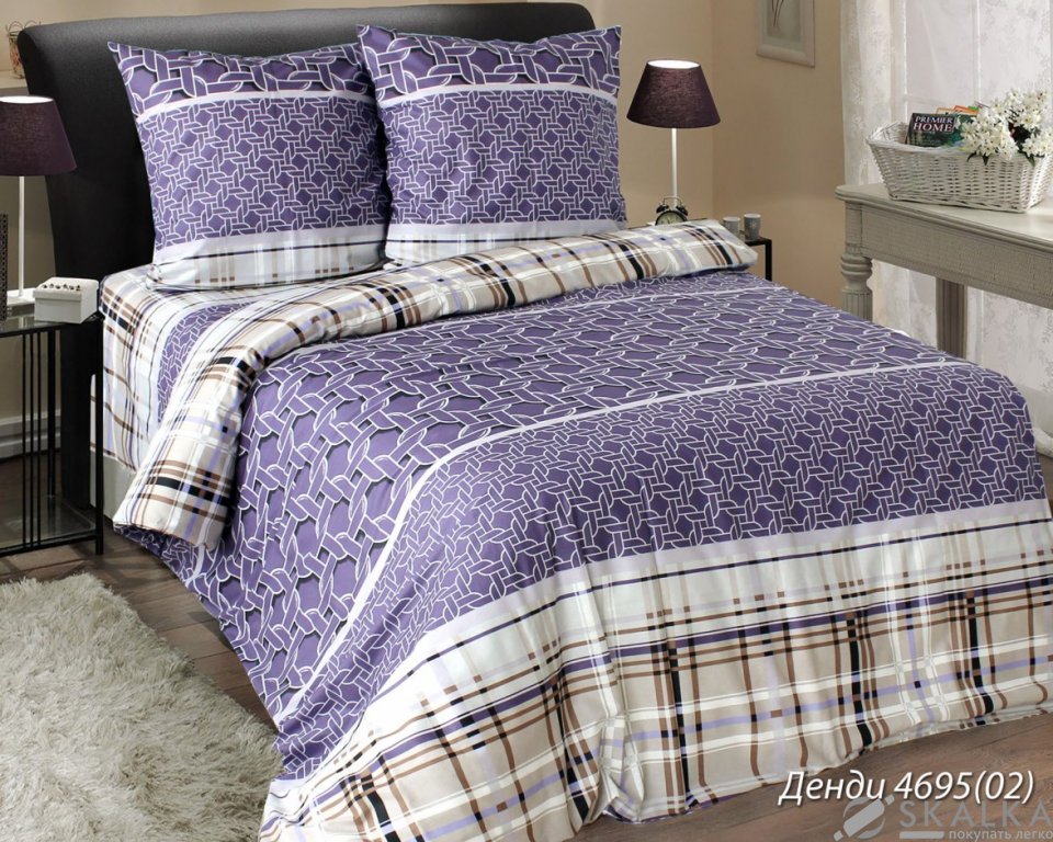 На фото Комплект постельного белья Руно Денди 143х215 см 4шт Полуторный Фиолетовый (1.114БК_4695 Денді)