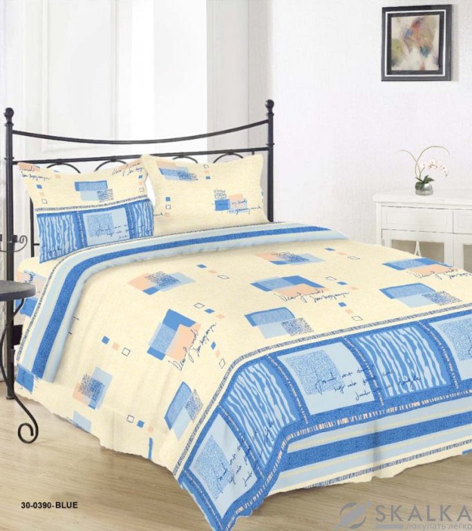 На фото Комплект постельного белья Руно 220х240 см 4шт Евро Синий (845.114Г_30-0390 Blue)