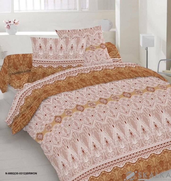 На фото Комплект постельного белья Руно 220х240 см 5шт Семейный Коричневый (6.114Г_30-0312 Brown)