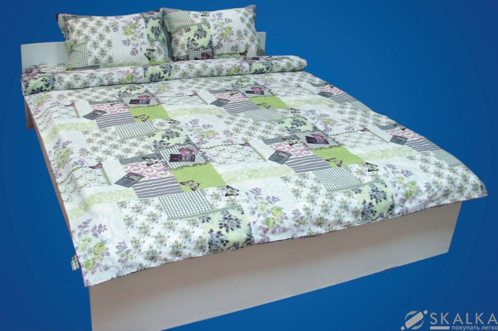 На фото Комплект постельного белья Руно 220х240 см 5шт Семейный Зеленый (6.114БК_4449 ЗЕЛЕНИЙ)