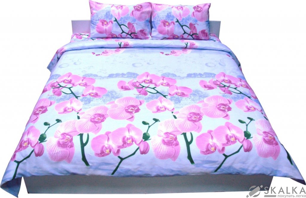 На фото Комплект постельного белья Руно Орхидея 220х240 см 5шт Семейный Фиолетовый (6.114БК_4560 01 Орхідея)