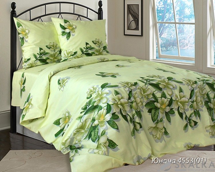 На фото Комплект постельного белья Руно Юнона 220х240 см 5шт Семейный Салатовый (6.114БК_4553 Юнона)