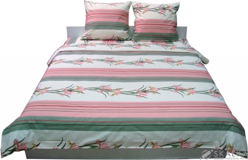 На фото Комплект постельного белья Руно Ирисы 200х220 см 4шт Двуспальный Розовый (655.114П_Іриси)