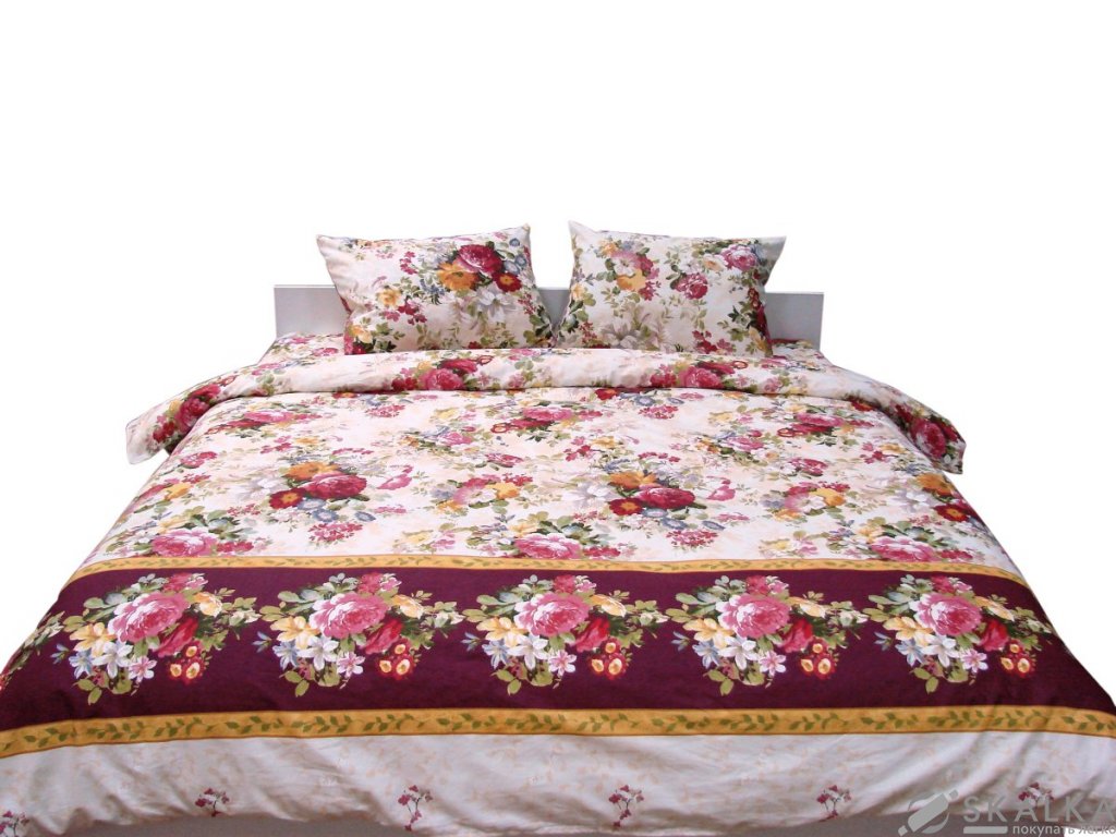 На фото Комплект постельного белья Руно 143х215 см 4шт Полуторный Бардовый (1.137К_Бордовая полоса)