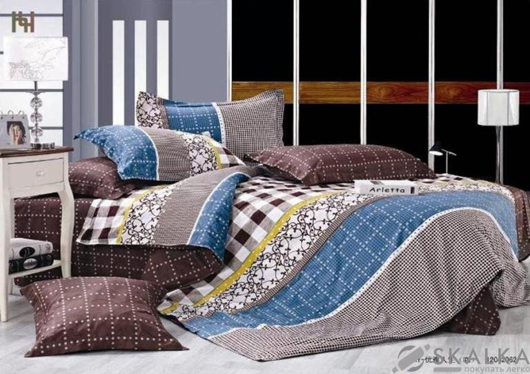 На фото Комплект постельного белья Руно 143х215 см 4шт Полуторный Изумрудная полоса (1.137К_Изумрудная полос