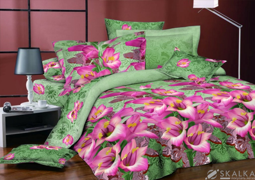 На фото Комплект постельного белья Руно 143х215 см 4шт Полуторный Зеленый (1.137К_S-1414А+В)