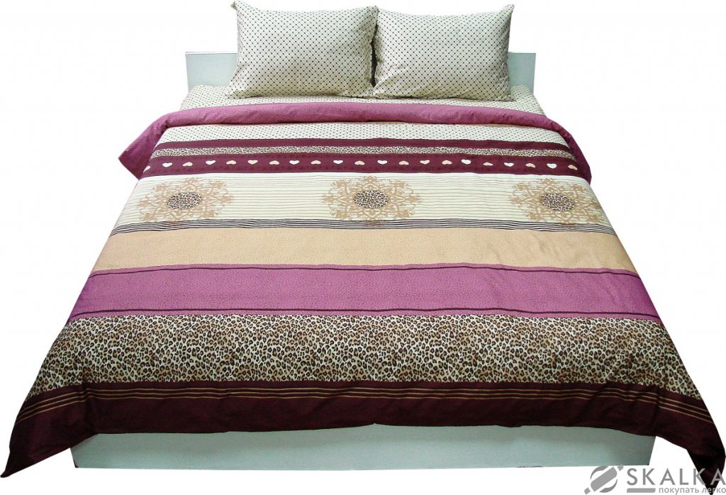 На фото Комплект постельного белья Руно 143х215 см 4шт Полуторный Бежевый (1.137К_40-0689bordo)