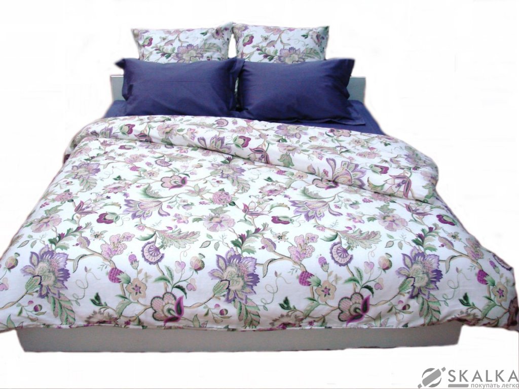 На фото Комплект постельного белья Руно 143х215 см 4шт Полуторный Сиреневая Вышивка (1.137К_Бузкова вишивка)