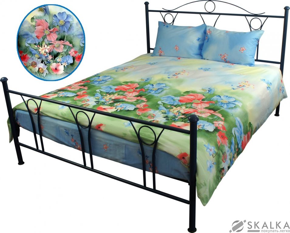 На фото Комплект постельного белья Руно Луговые Травы 220х240 см 5шт Семейный Зеленый (6.137Summer flowers)