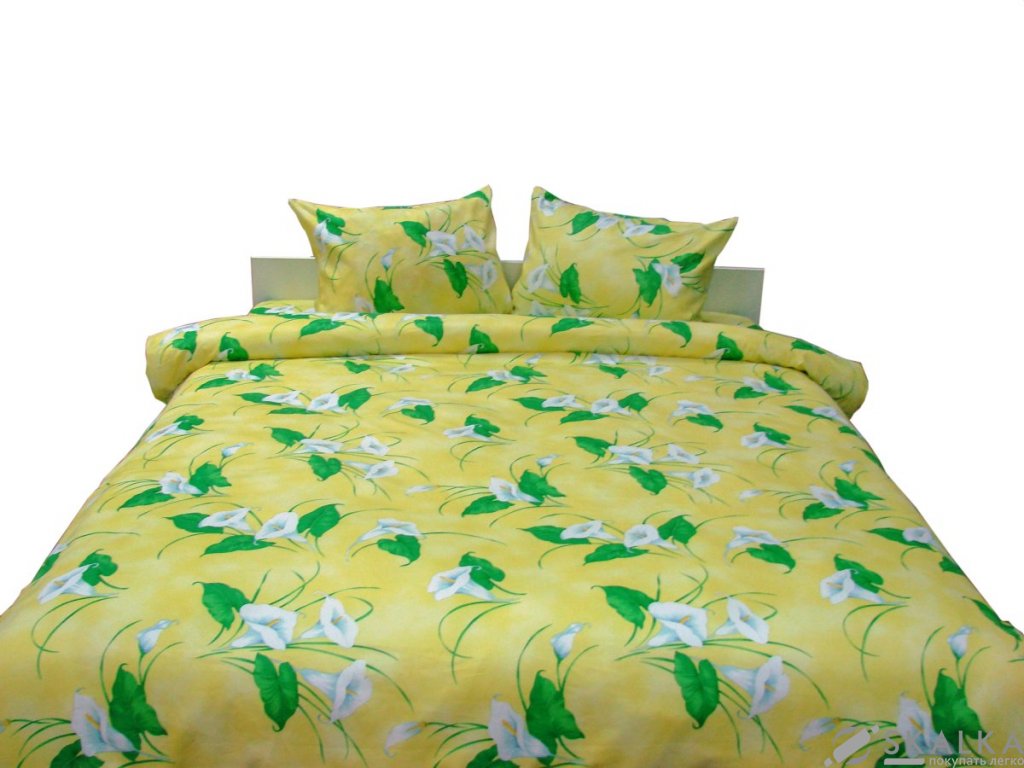 На фото Комплект постельного белья Руно 220х240 см 4шт Евро Желтый (845.137К_Калли)