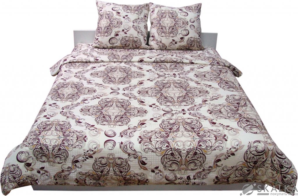 На фото Комплект постельного белья Руно 220х240 см 5шт Семейный Коричневый (6.137К_40-0485 Beige Brown)