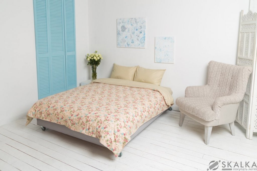 На фото Комплект постельного белья Руно 200х220 см 4шт Двуспальный Бежевый (655.115English style)