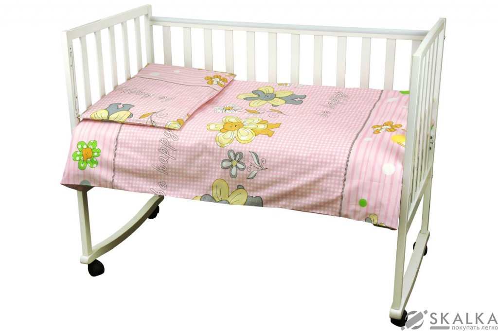 На фото Комплект постельного белья Руно Младенец 60х120 см 3шт Детский Розовый Би-Хэппи (932.02_(Рожевий) бі