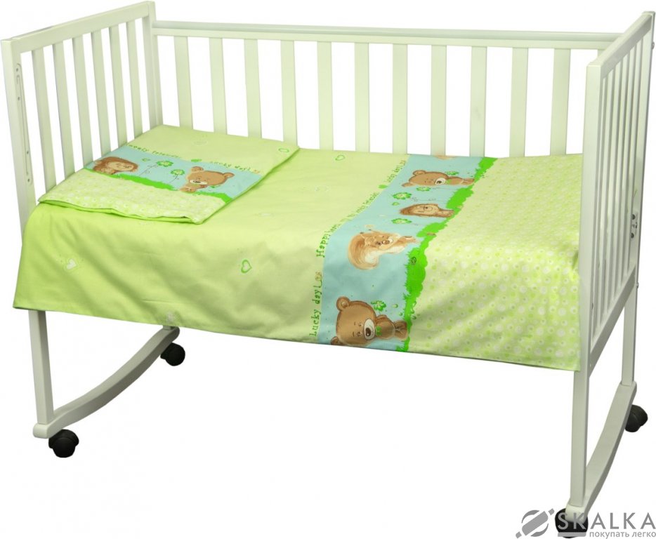 На фото Комплект постельного белья Руно Младенец 60х120 см 3шт Детский Салатовый Ежик (932.02_(Салатовий) їж