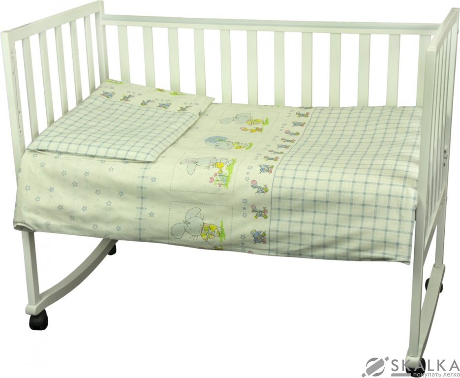 На фото Комплект постельного белья Руно Зайка 60х120 см 3шт Детский Зайка на прогулке (932Зайка на прогулянц