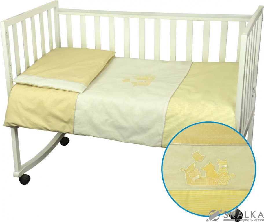 На фото Комплект постельного белья Руно Котики 60х120 см 3шт Детский Желтый (932Кошенята_Жовтий)