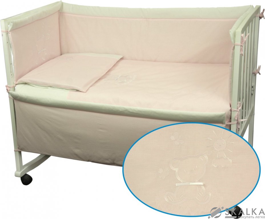 На фото Комплект постельного белья Руно Медвежонок 60х120 см 4шт Детский Розовый (977ВУ_Рожевий)