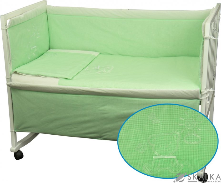 На фото Комплект постельного белья Руно Медвежонок 60х120 см 4шт Детский Салатовый (977ВУ_Салатовий)