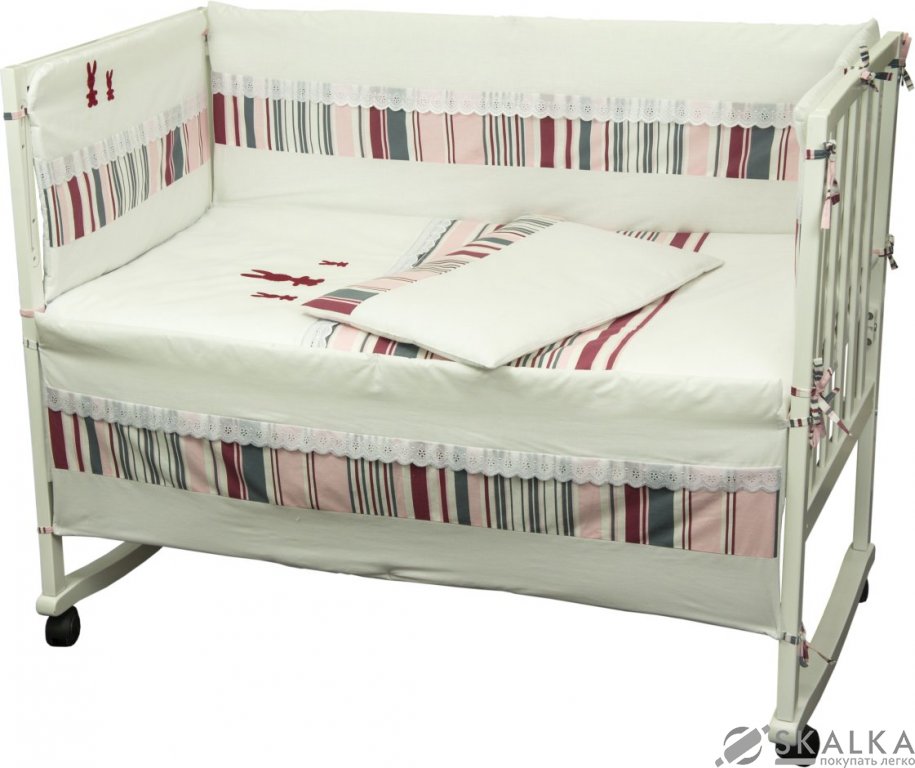 На фото Комплект постельного белья Руно Зайчики 60х120 см 4шт Детский Белый (977АЗУ)