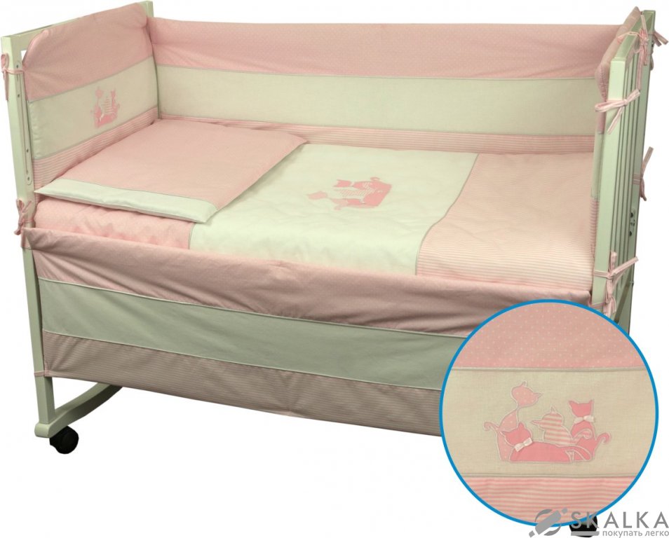 На фото Комплект постельного белья Руно Котята 60х120 см 4шт Детский Розовый (977Кошенята_Рожевий)