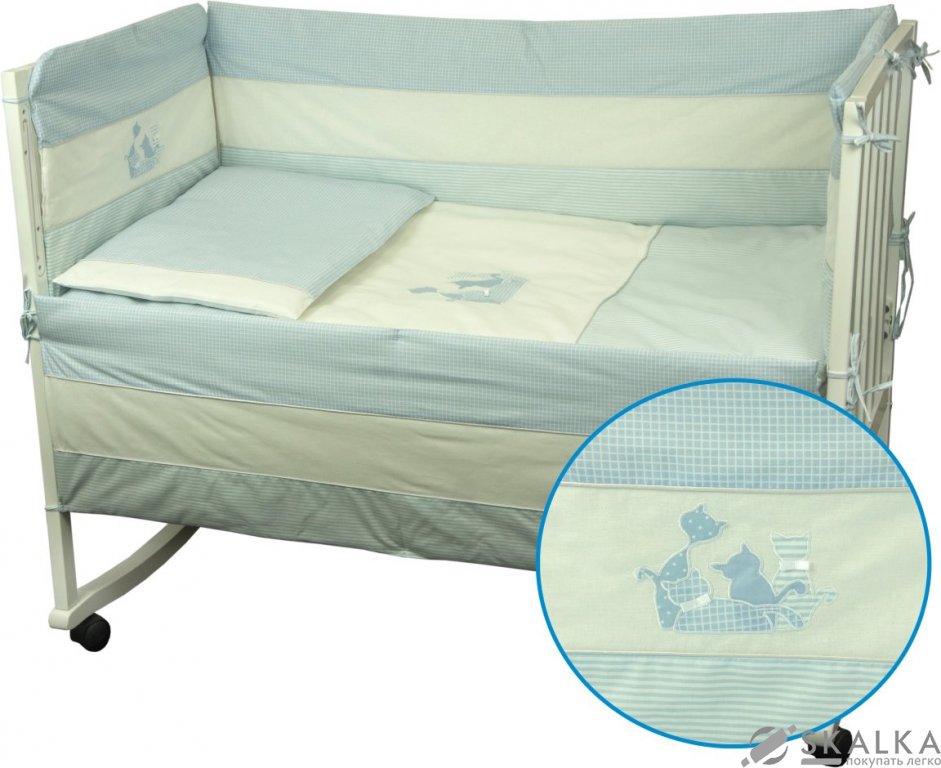 На фото Комплект постельного белья Руно Котята 60х120 см 4шт Детский Голубой (977Кошенята_Блакитний)