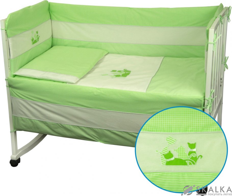 На фото Комплект постельного белья Руно Котята 60х120 см 4шт Детский Салатовый (977Кошенята_Салатовий)