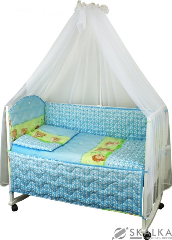 На фото Комплект постельного белья Руно Радуга 60х120 см 7шт Детский Голубой ежик (960У_(Блакитний) їжачок)