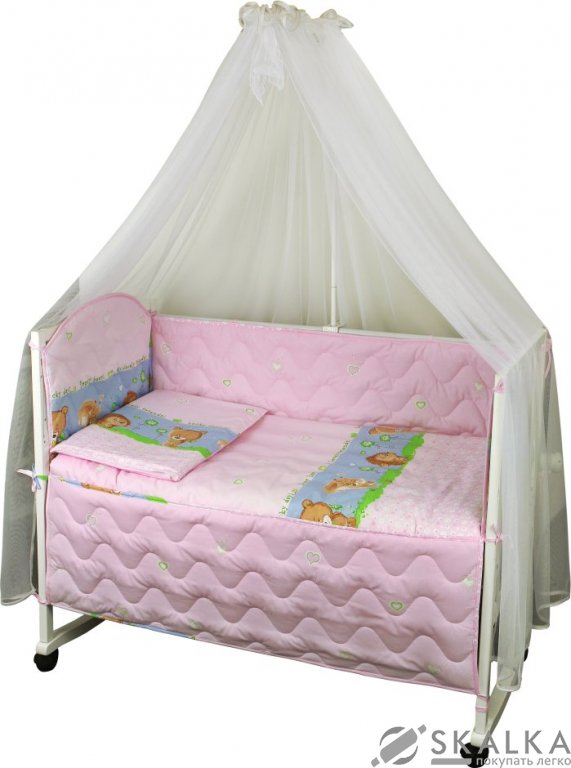 На фото Комплект постельного белья Руно Радуга 60х120 см 7шт Детский Розовый ежик (960У_(Рожевий) їжачок)