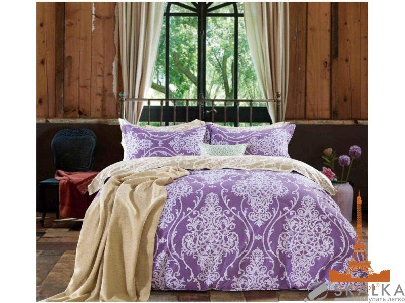 На фото Комплект постельного белья Love you 180х230 см 4шт Полуторный Фиолетовый (Pattern 40)