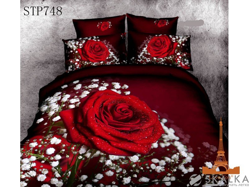 На фото Комплект постельного белья Love you Британи 160х240 см 4шт Полуторный Красный (stp 748)