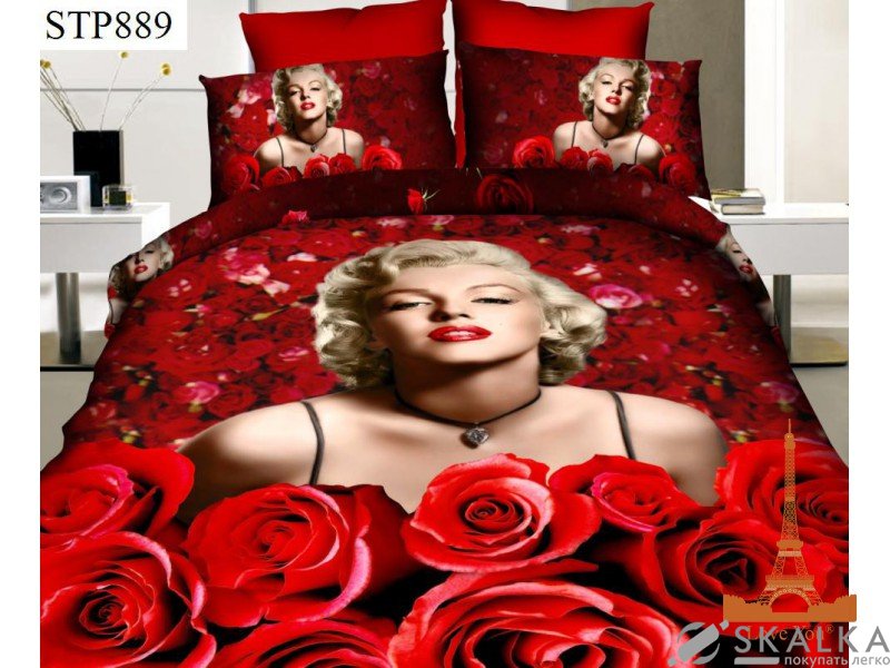 На фото Комплект постельного белья Love you Монро 160х240 см 4шт Полуторный Красный (stp 889)