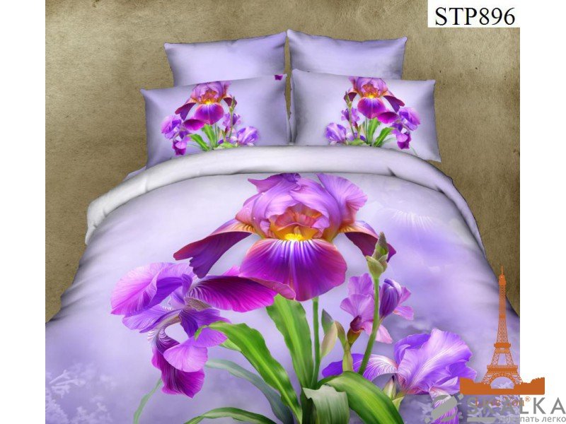 На фото Комплект постельного белья Love you Ирис 230х245 см 4шт Евро Фиолетовый (stp 896)