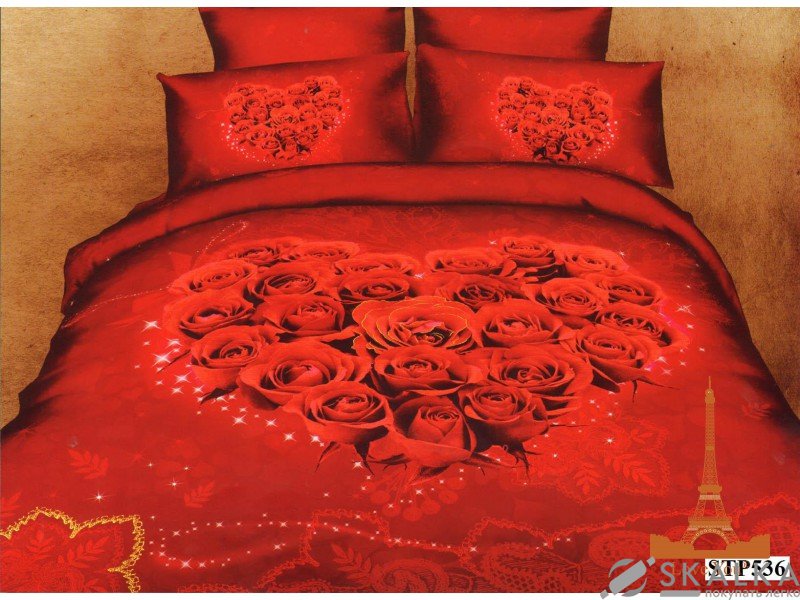 На фото Комплект постельного белья Love you Сердце 230х245 см 4шт Евро Красный (stp 536)