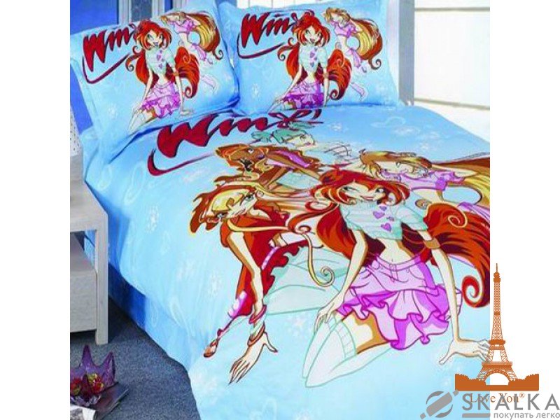На фото Комплект постельного белья Love you 150х220 см 4шт Детский Голубой (TD 182)