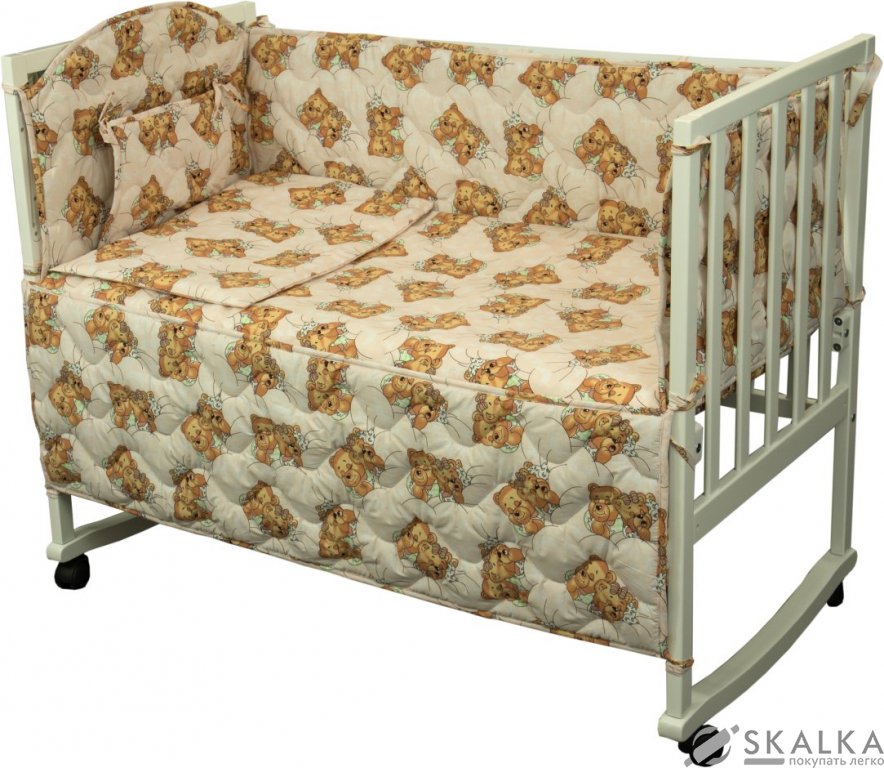 На фото Комплект постельного белья Руно 60х120 см 4шт Детский Розовый Мишки спят (977У_(Рожевий) ведмедики с