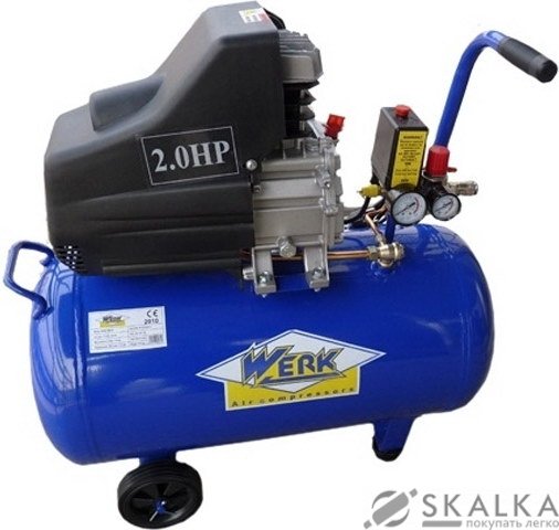 На фото Компрессор Werk BM-24 1.5кВт 24л 200л/мин 8бар 220В (29071)