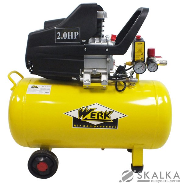 Компрессор Werk BM-2T50 1.5кВт 50л 200л/мин 8бар 220В (46730) На фото Компрессор Werk BM-2T50 1.5кВт 50л 200л/мин 8бар 220В (46730)