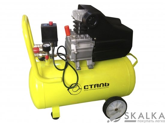 На фото Компрессор Сталь КСТ-20 1.5кВт 20л 190л/мин 8бар 220В (48753)