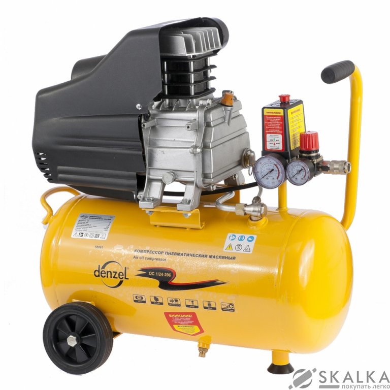 Компрессор Denzel 1.5 кВт, 206 л/мин, 24 л, 8 бар, 220В (58061) На фото Компрессор Denzel 1.5 кВт, 206 л/мин, 24 л, 8 бар, 220В (58061)